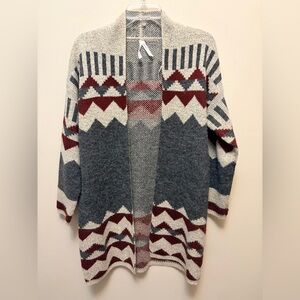 DREAMERS by DEBUT Oversized Aztec Patterned Open Front Cardigan